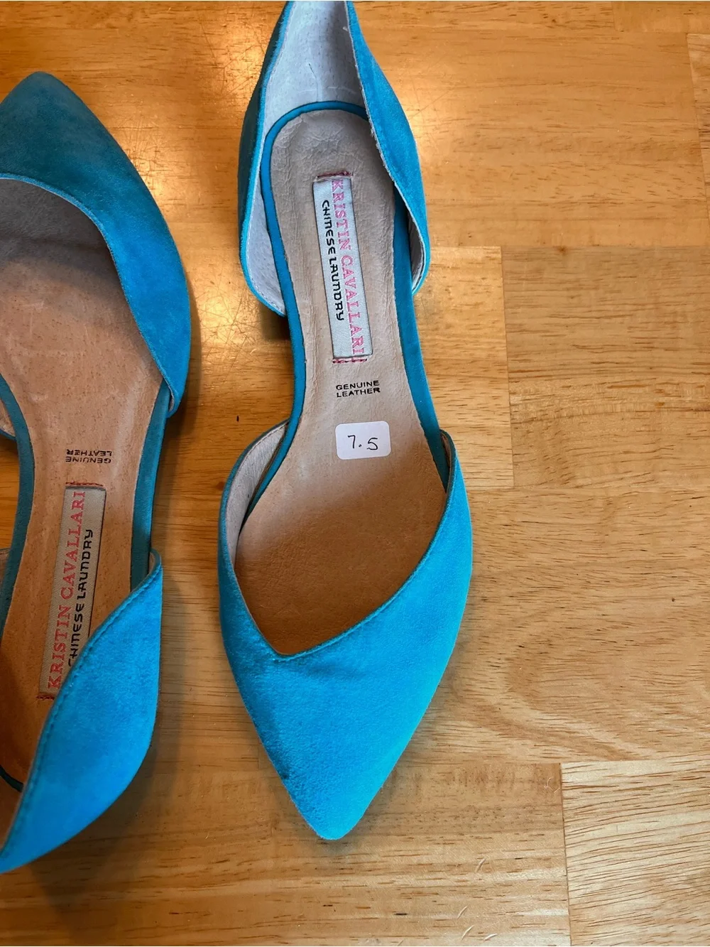 Teal Suede Pointed D'Orsay Flats Chinese Laundry Kristin Cavalleri 7.5 nwot